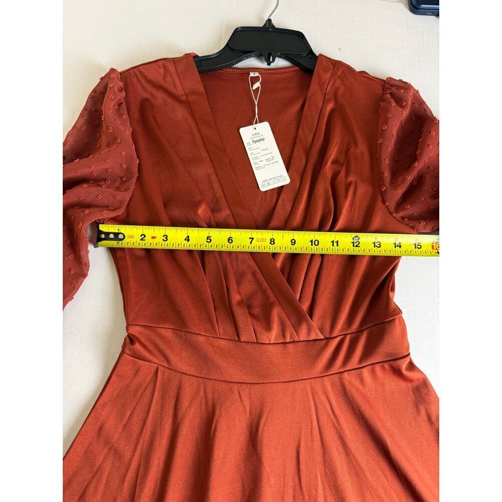 Women's Fall Long Sleeve V-Neck Slim Dress - Size S - Picture 7 of 9